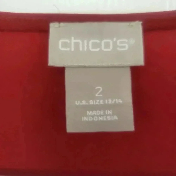 Chico's Red Square Flutter Sleeve Blouse - Picture 3 of 5